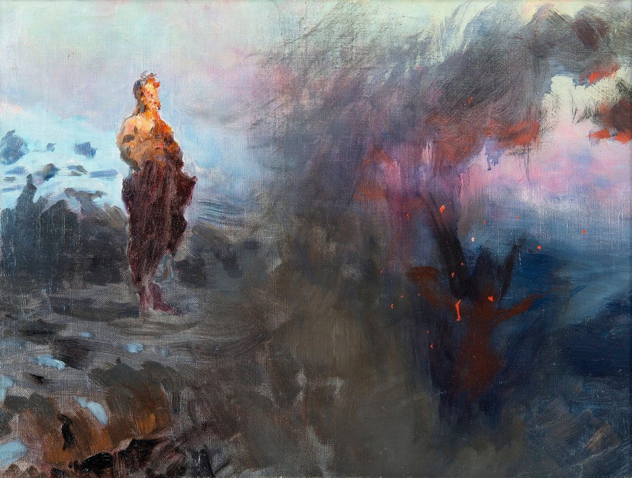 La tentation du Christ - The Temptation of Christ - Peinture de Ilya Yefimovich Repin (1844-1930), - Olie på lærred, 47x60 - Privat samling af Ilya Efimovich Repin
