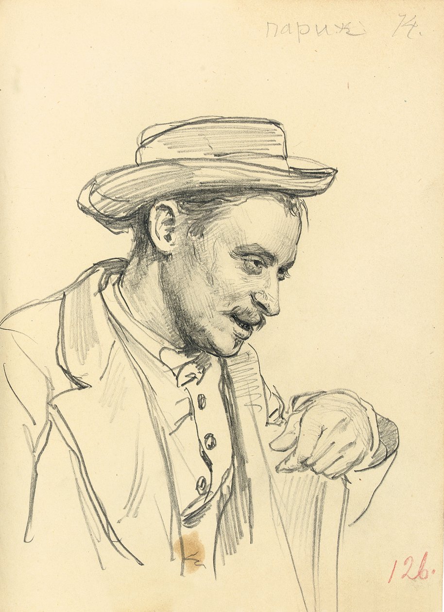 Mand med en hat i profil, ca. 1872-1875 af Ilya Efimovich Repin
