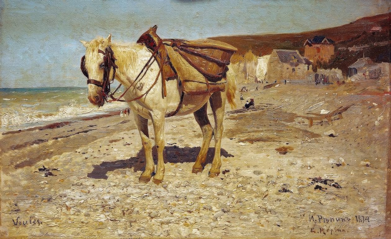 Hest til at ride på sten i Veules af Ilya Efimovich Repin