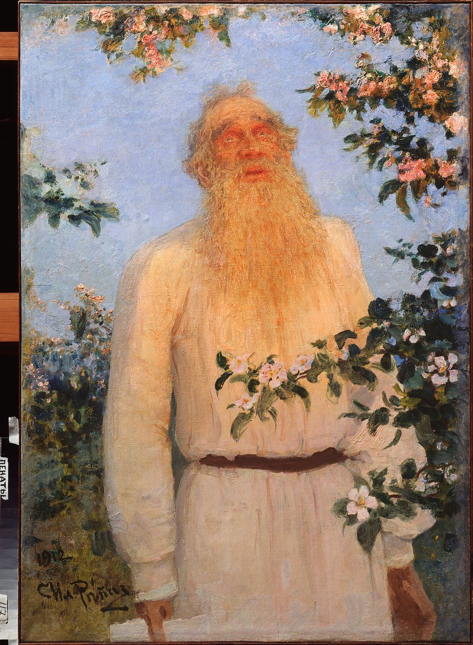 Portræt af forfatteren Lev Nikolayevich (Leo eller Leon Tolstoy) (Tolstoy) (1828-1910). Maleri af Ilya Repin (Ilia Repin) (1844-1930), olie på lærred af Ilya Efimovich Repin