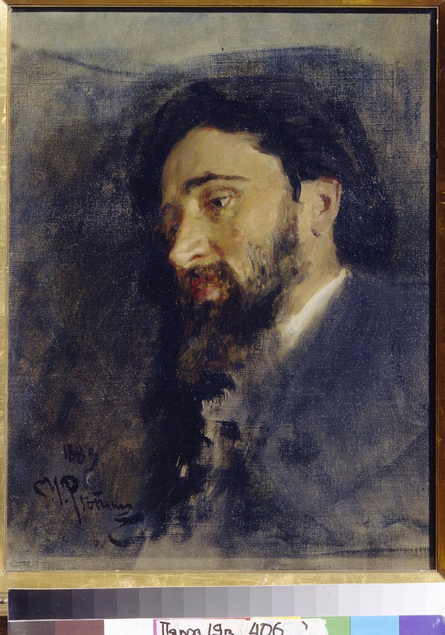 Portræt af forfatteren Vsevolod Mikhailovich Garchine (1855-1888). (portræt af forfatteren V. M. Garshin). Maleri af Ilya Refimovich Repin (Ilia Repin) (1844-1930), olie på lærred af Ilya Efimovich Repin