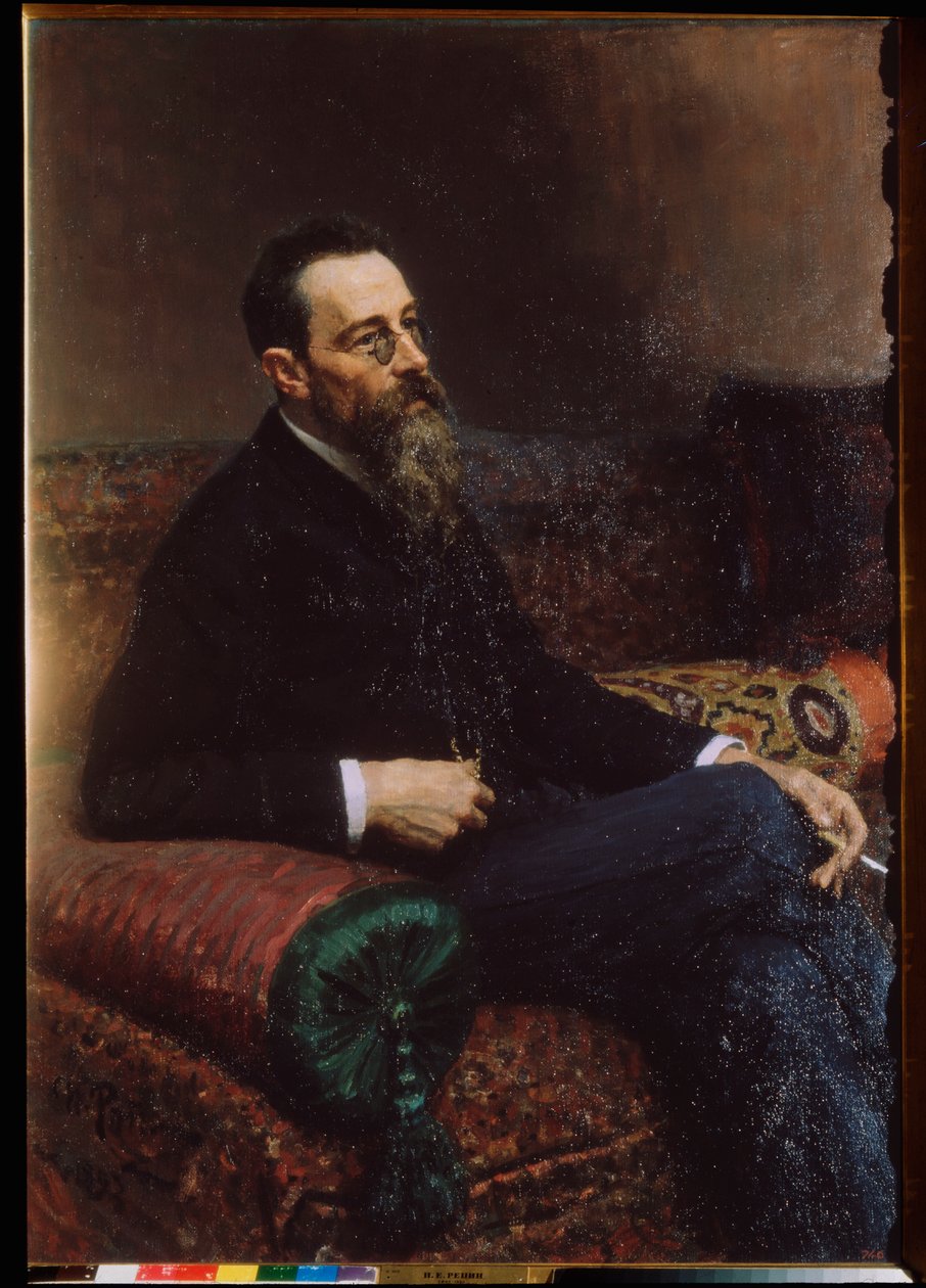 Portræt af komponisten Nicolas (Nikolai) Rimsky Korsakov (Rimsky-Korsakov) (1844-1908). Maleri af Ilya Repin (Ilia Repin) (1844-1930), olie på lærred af Ilya Efimovich Repin