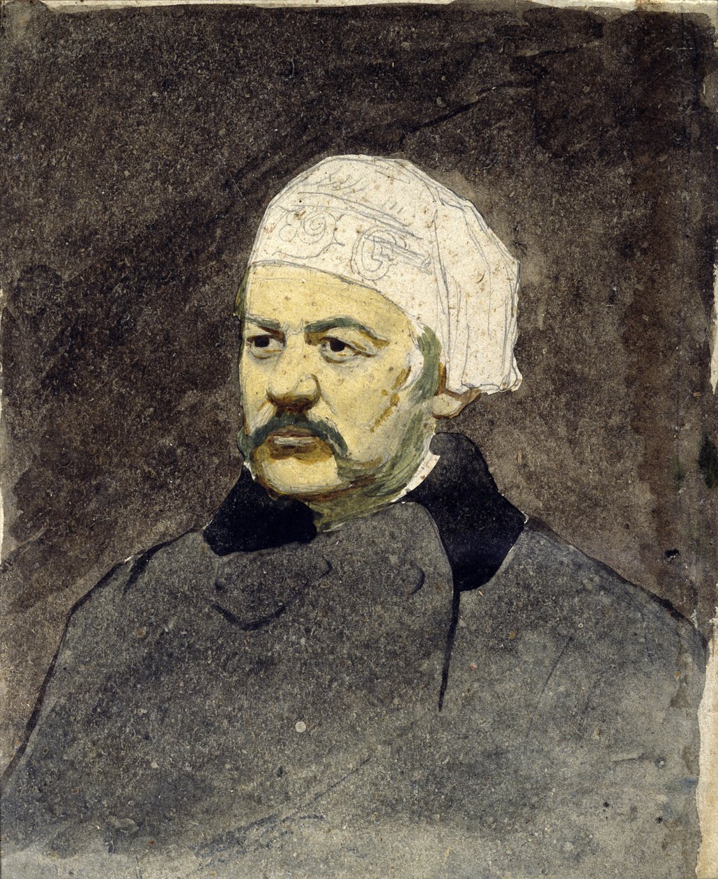 Portræt af den russiske komponist Mikhail Ivanovitch Glinka (1804-1857) (Michail I. Glinka) - Maleri af Ilya Yefimovich Repin (1844-1930), akvarel på pap (28x23 cm), ca. 1870 - I. Repin Memorial Museum Penates, nær ved Sankt Petersborg (Rusland) af Ilya Efimovich Repin