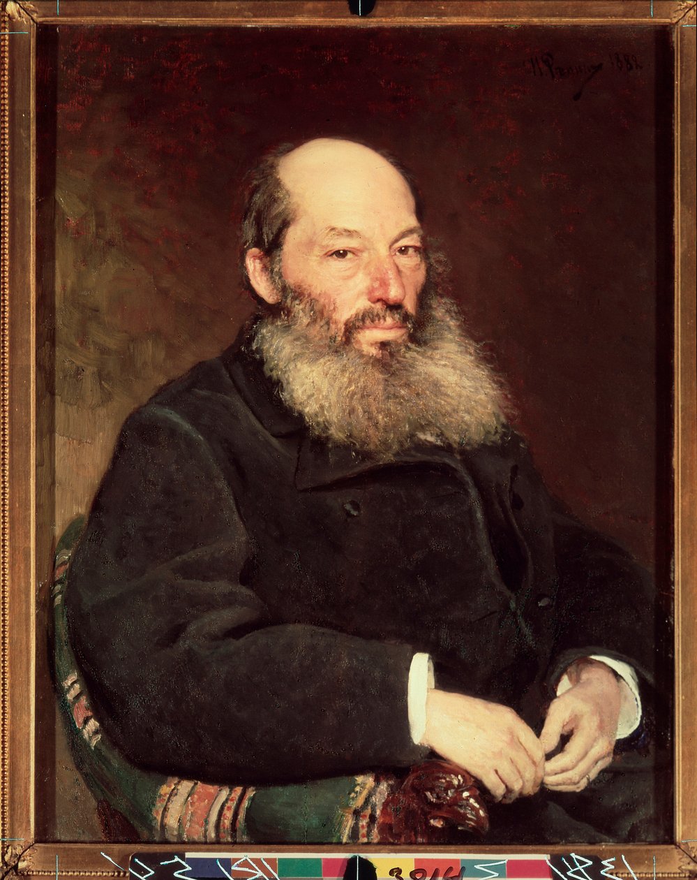 Portræt af digteren Afanasy Afanasievich Fet (Foeth) (Afanassi Afanasievich Chenchine) (1820-1892). Maleri af Ilya Repin (Ilia Repin) (1844-1930), olie på lærred af Ilya Efimovich Repin