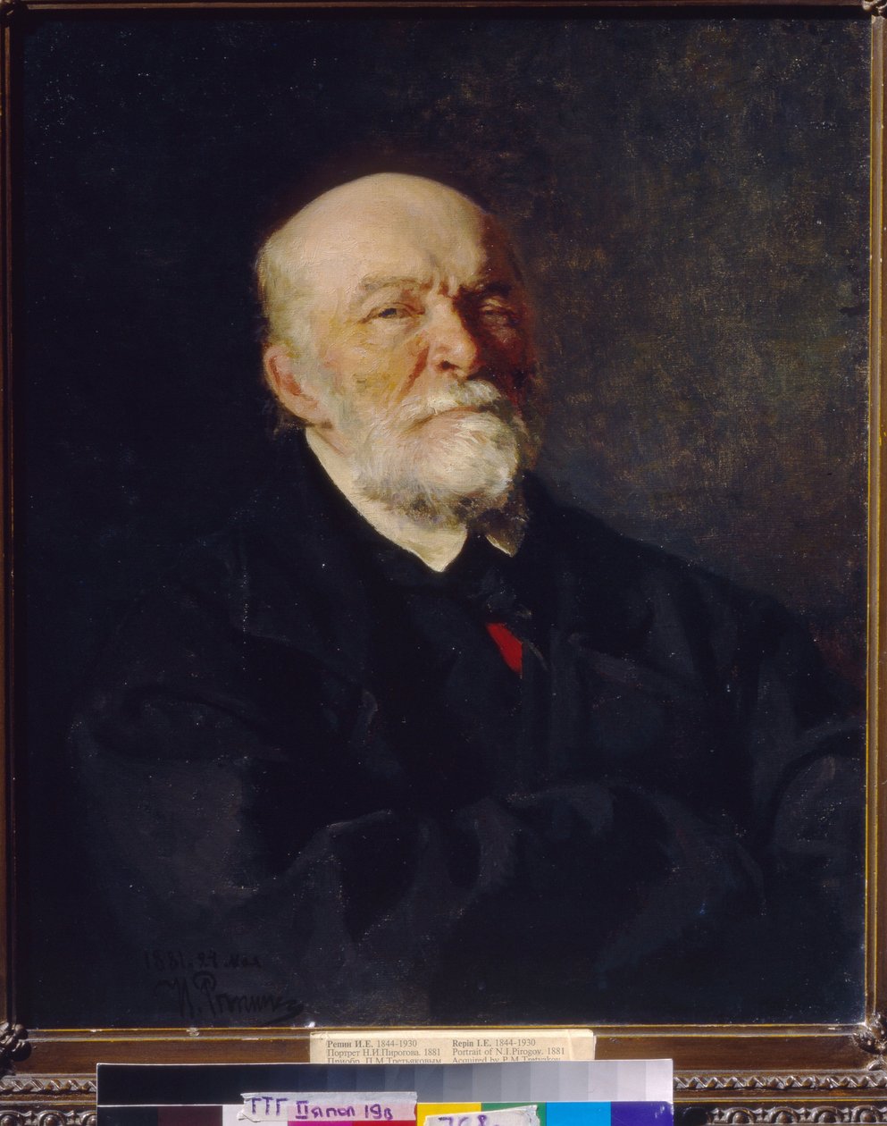 Portræt af videnskabsmanden og pædagogen doktor Nikolai Ivanovitch Pirogov (1810-1881) (Portræt af videnskabsmanden, lægen og pædagogen N.I.Pirogov). Maleri af Ilya Yefimovich Repin (Ilia Repin) (1844-1930), olie på lærred af Ilya Efimovich Repin