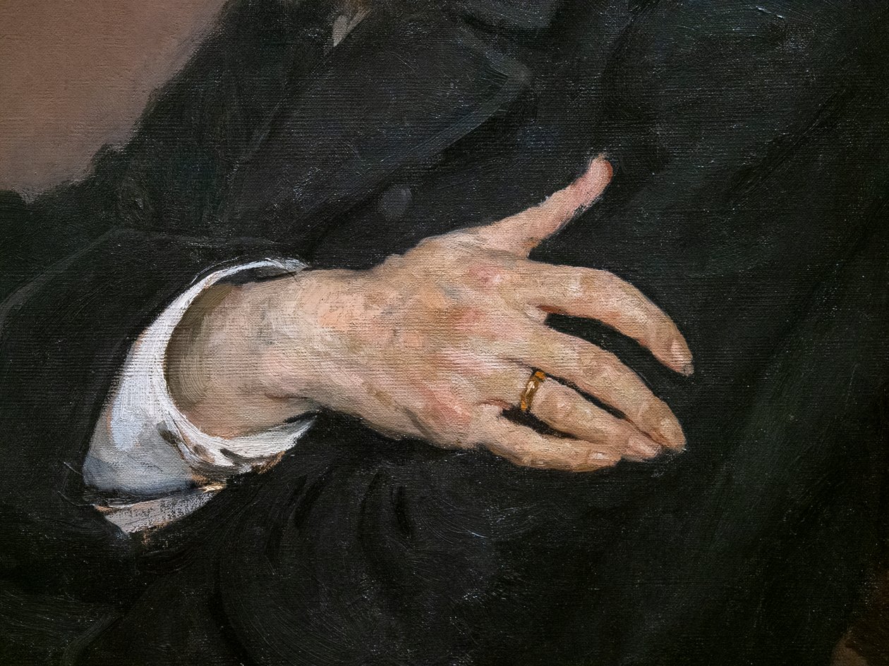 Portræt af Pavel Mikhailovich Tretyakov (detaljer) af Ilya Efimovich Repin