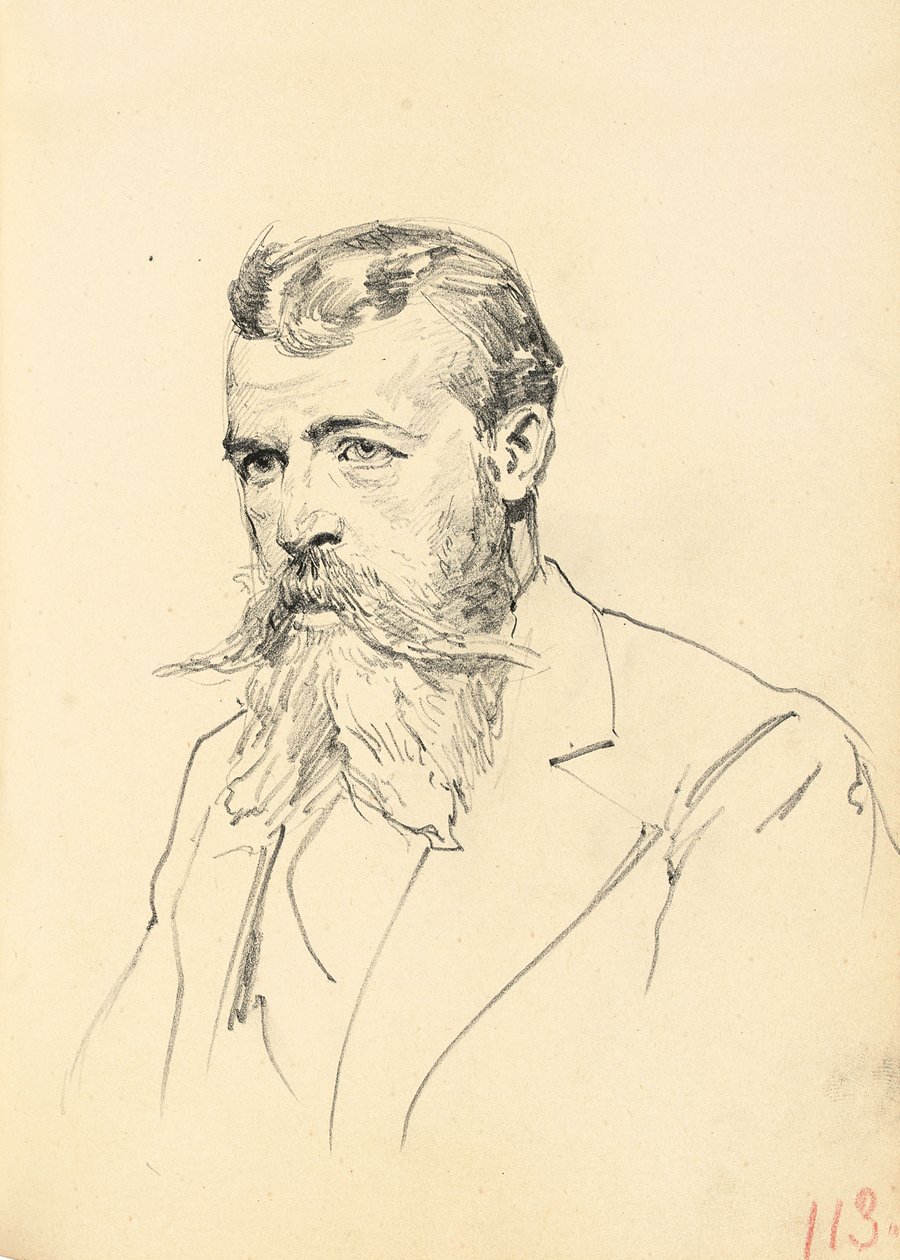 Portræt af en mand med overskæg og skæg, ca. 1872-1875 af Ilya Efimovich Repin
