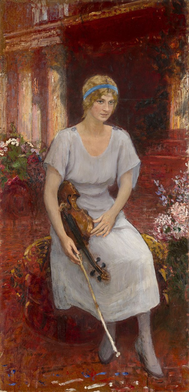 Portræt af violinisten Cecilia Hansen 1897-1989, 1922 af Ilya Efimovich Repin