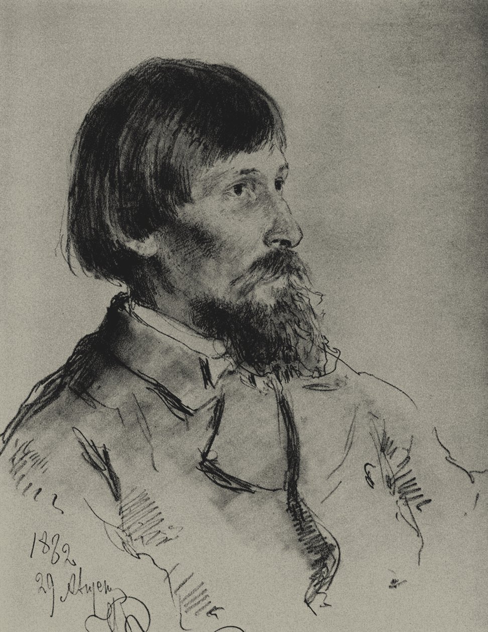 Portræt af kunstneren Viktor Vasnetsov 1848-1926 af Ilya Efimovich Repin