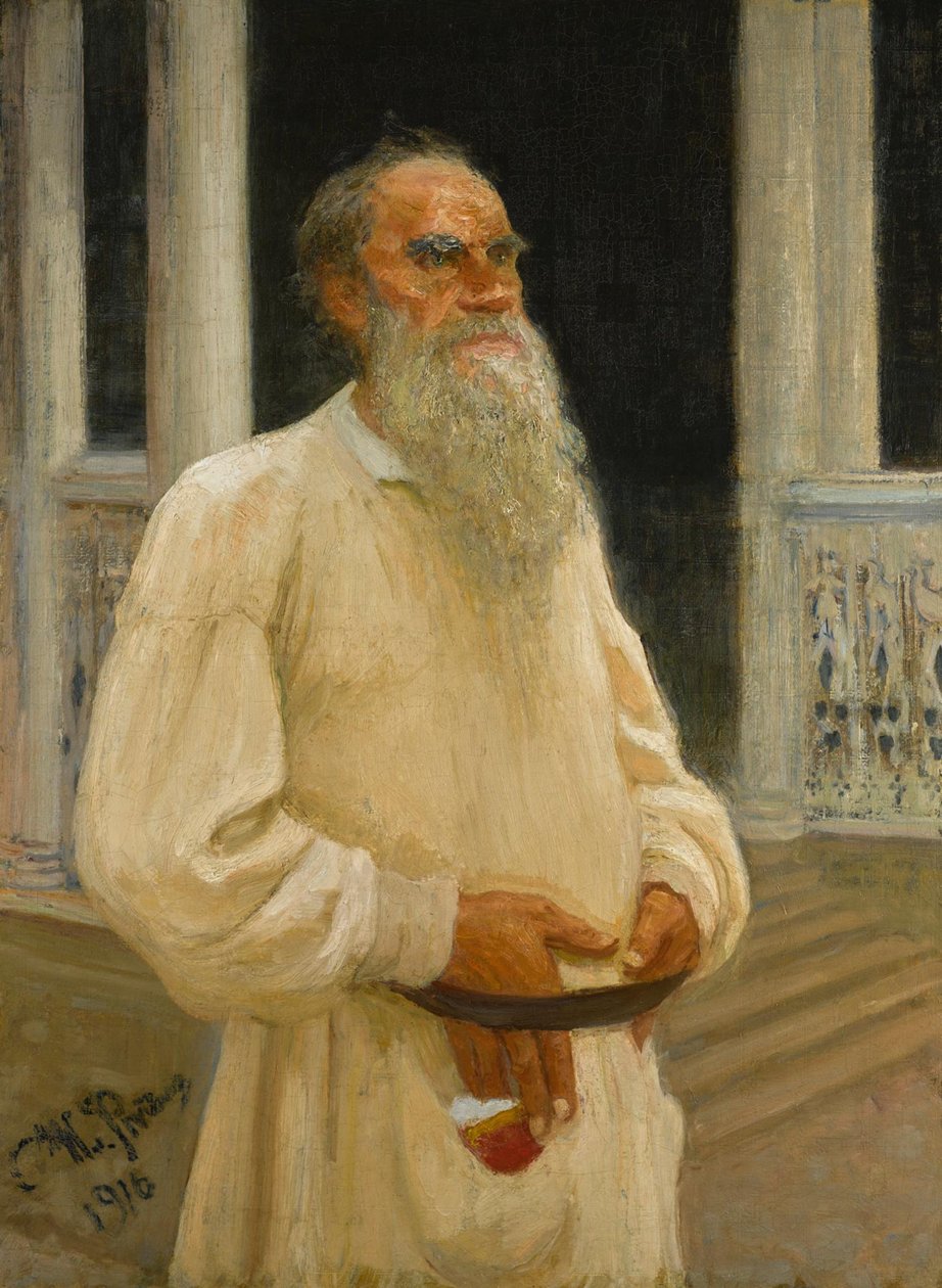 Portræt af forfatteren grev Lev Nikolayevich Tolstoy 1828-1910, 1916. af Ilya Efimovich Repin