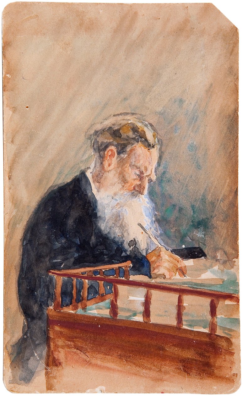 Portræt af forfatteren Leo N. Tolstoy 1828-1910, 1900-tallet af Ilya Efimovich Repin