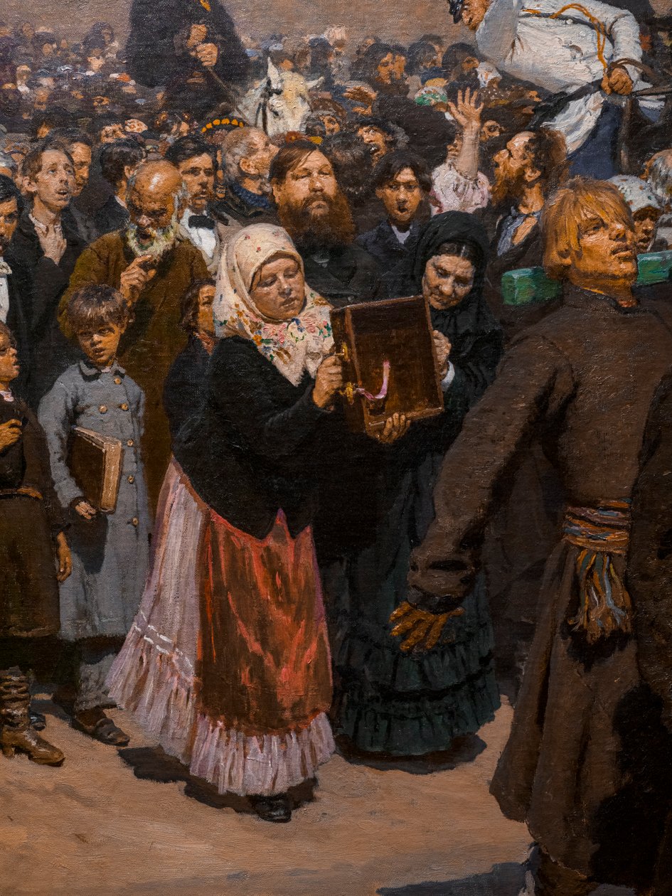 RELIGIØS PROCESSION I KURSK-PROVINSEN (detaljer) af Ilya Efimovich Repin