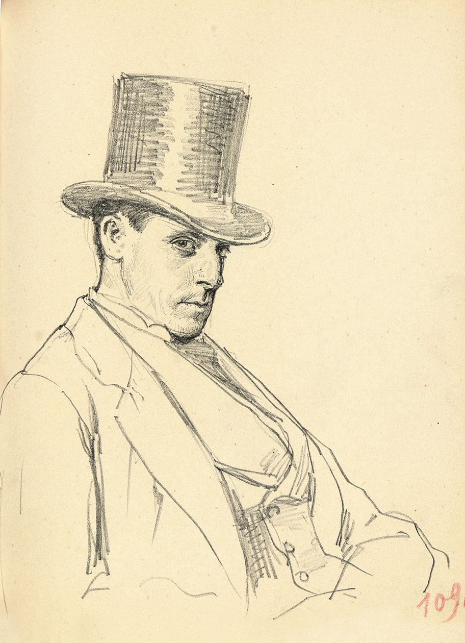 Siddende mand med høj hat, ca. 1872-1875 af Ilya Efimovich Repin