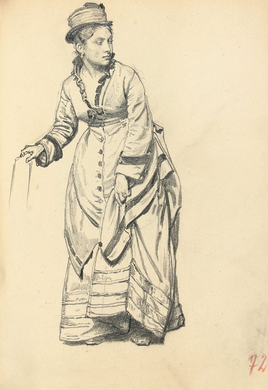 Stående kvinde holder sin kjole, ca. 1872-1875 af Ilya Efimovich Repin