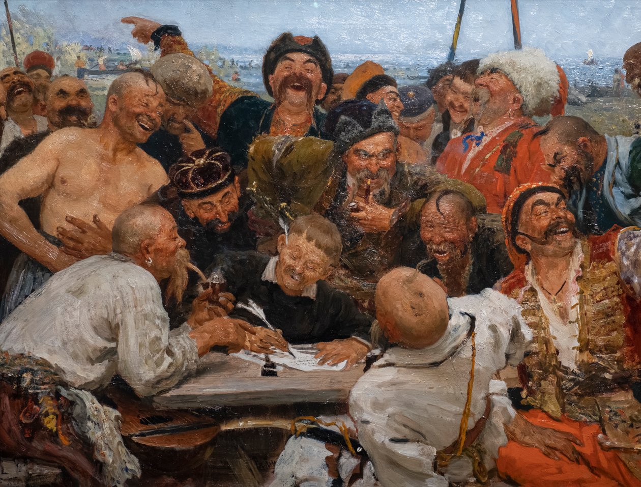 ZAPOROGUES-KOSAKKENE SKRIVE ET BREV TIL SULTANEN AF TYRKIET af Ilya Efimovich Repin