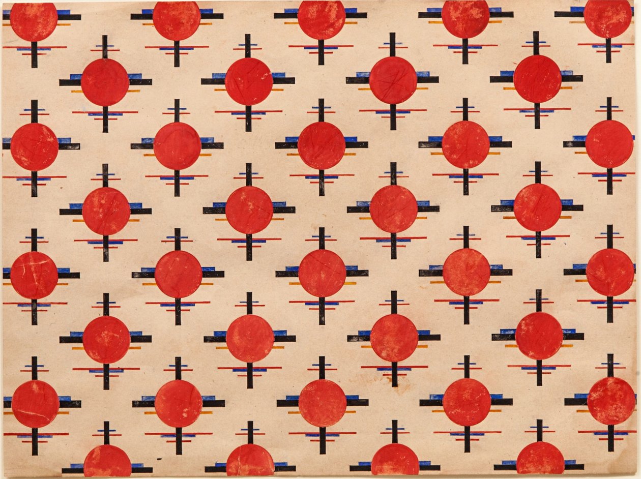 Suprematistisk mønster. Stofdesign, ca 1921 af Ilya Grigorevich Chashnik