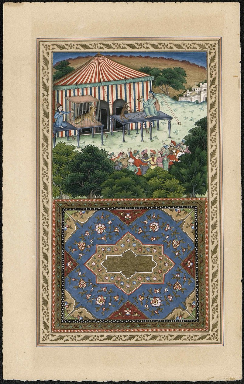 Le Singe et le Leopard Aben og Leoparden, 1837-1839. af Imam Bakhsh Lahori