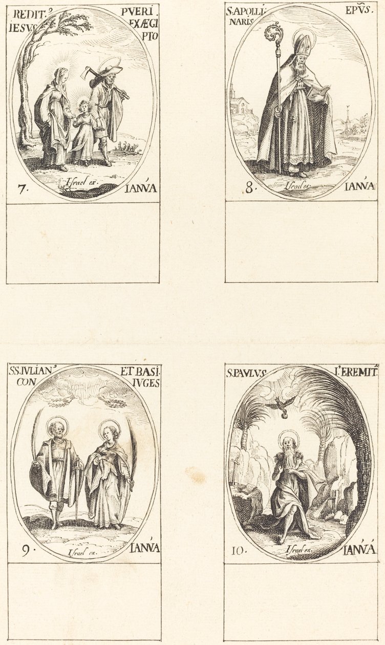 Retur fra Egypten; St. Apollinaire; St. Julian og Basilissa; St. Paul Eremit af Imitator of Jacques Callot