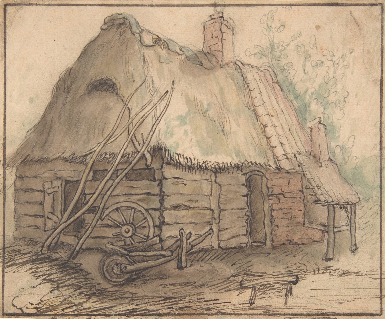 A Farm Building, slutningen af det 16.-midten af det 17. århundrede. af In the manner of Abraham Bloemaert.