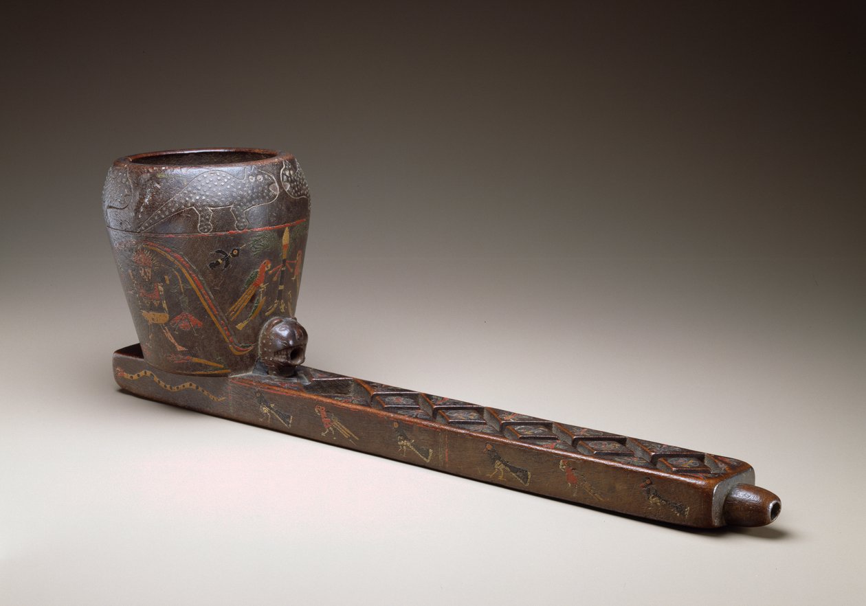 Ceremonielt hældekar, Peru, 1675-1725 (chonta-træ, harpiksmaling og søm) af Incan