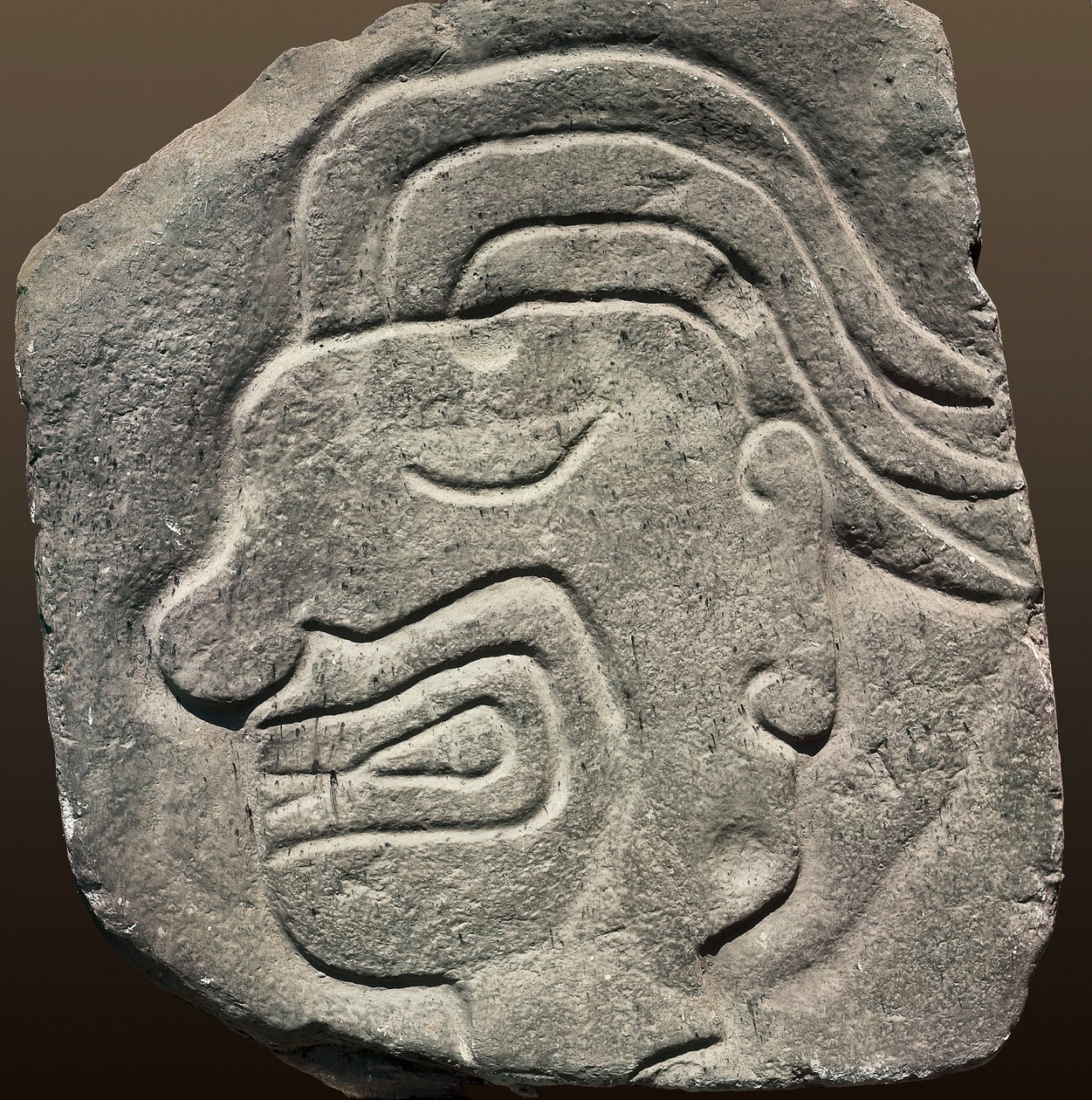 Inka-relief, der repræsenterer et ansigt i profil (sten) af Incan