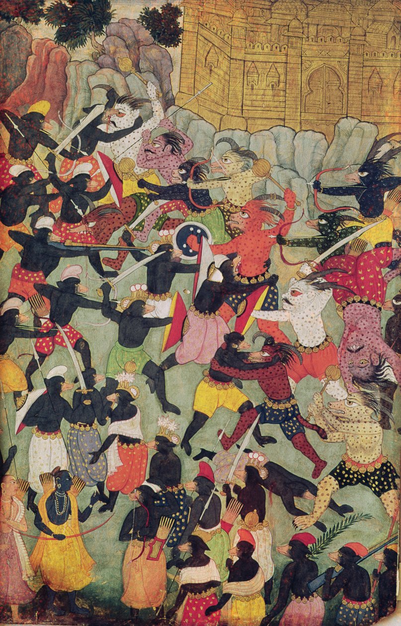 Kamp mellem hærene fra Rama og Ravana, Moghul af Indian School