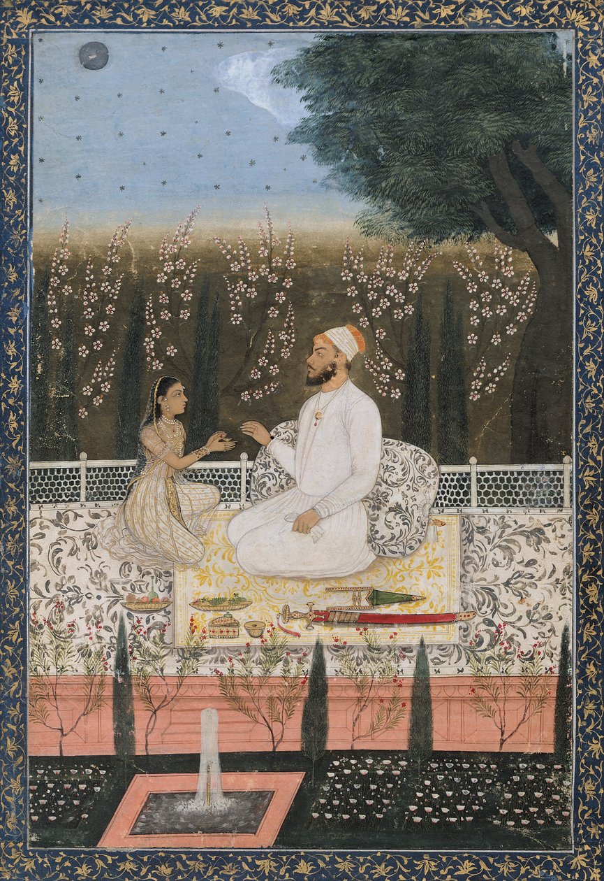 Par på en terrasse i en have af Indian School