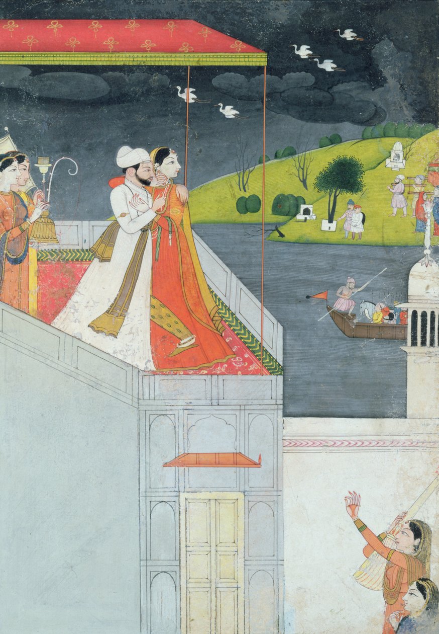 Elskere på en terrasse, ca. 1780-1800 af Indian School