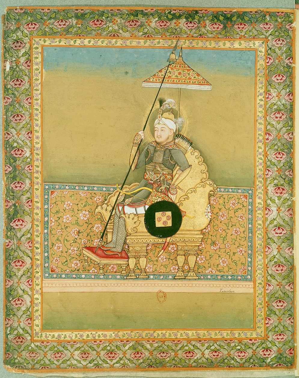 Tamerlane (1336-1404) fra et album med portrætter af Mughal-kejsere, 1774 af Indian School