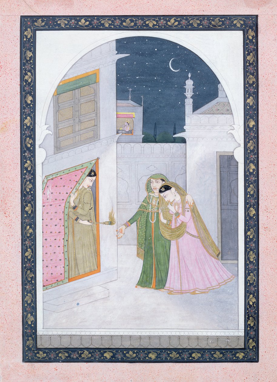 Den frygtsomme brud, Kangra, ca. 1820 af Indian School