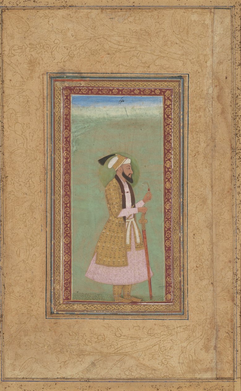 Portræt af en prins med en rubin af Indian 18th Century