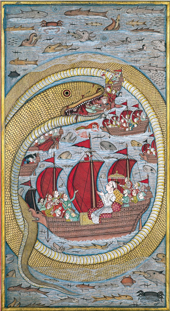 Søslangen sluger den kongelige flåde, 1670 af Indian Art