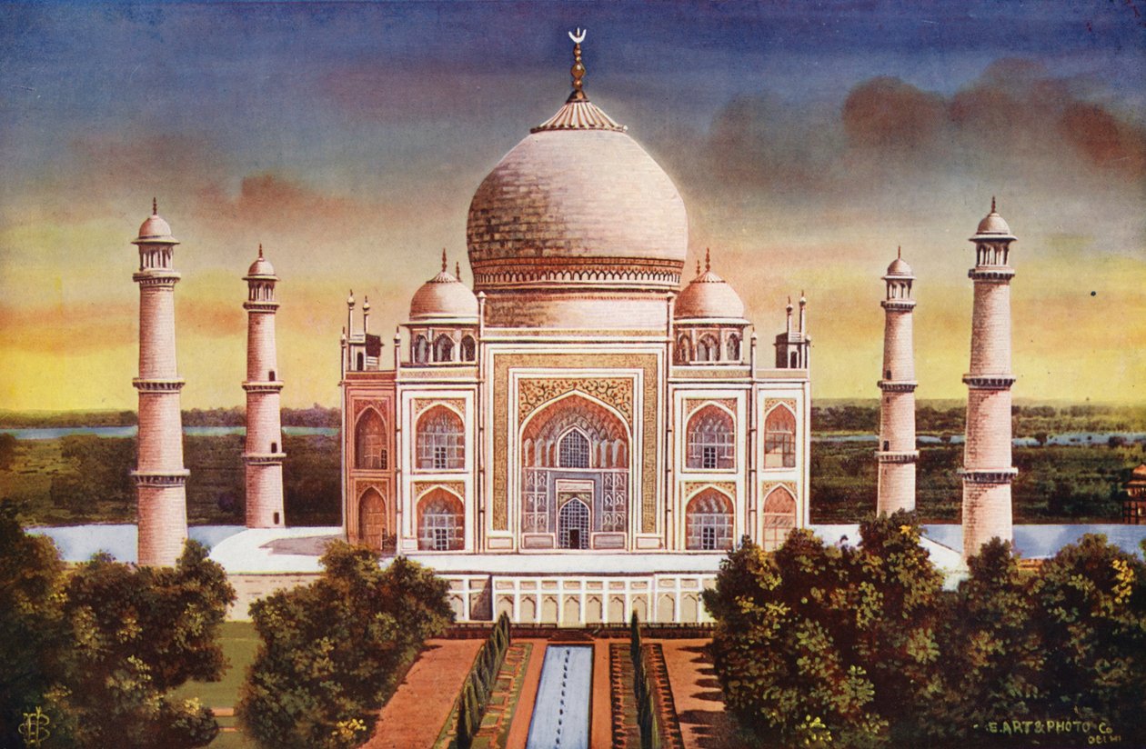 Agra: Taj Mahal, generel udsigt (farvefoto) af Indian photographer