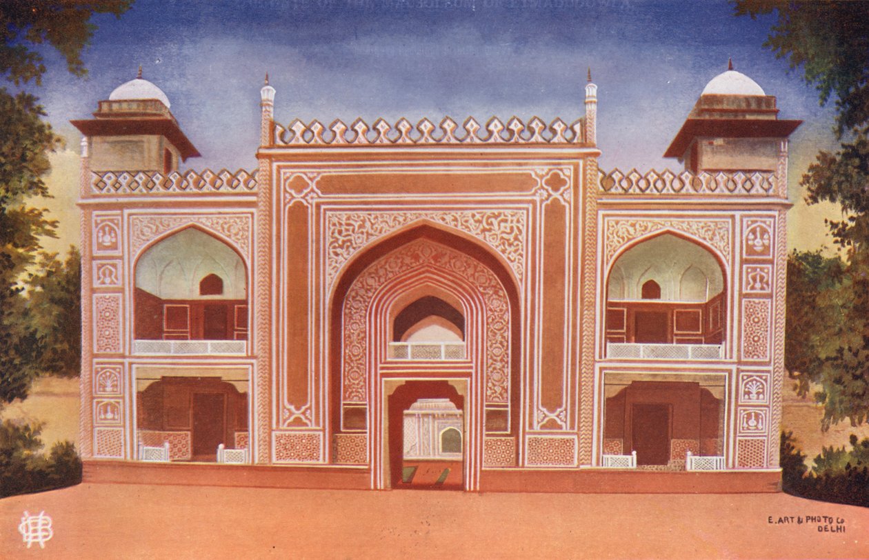 Agra: Porten til Etmadudowlas mausoleum (farvefoto) af Indian photographer