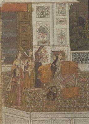 51.226 Portræt af en prinsesse, der nyder musik, Krishnagar, Vestbengalen af Indian School