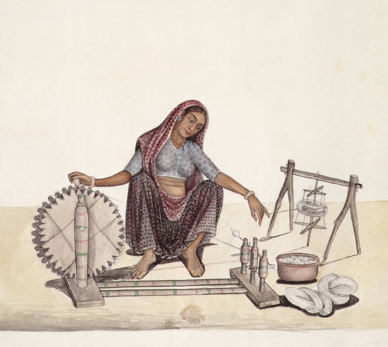 AS10 Vol.52 ff.4 4899 kat 201 i-iv Kvinde oprullende bomuld, Bombay af Indian School