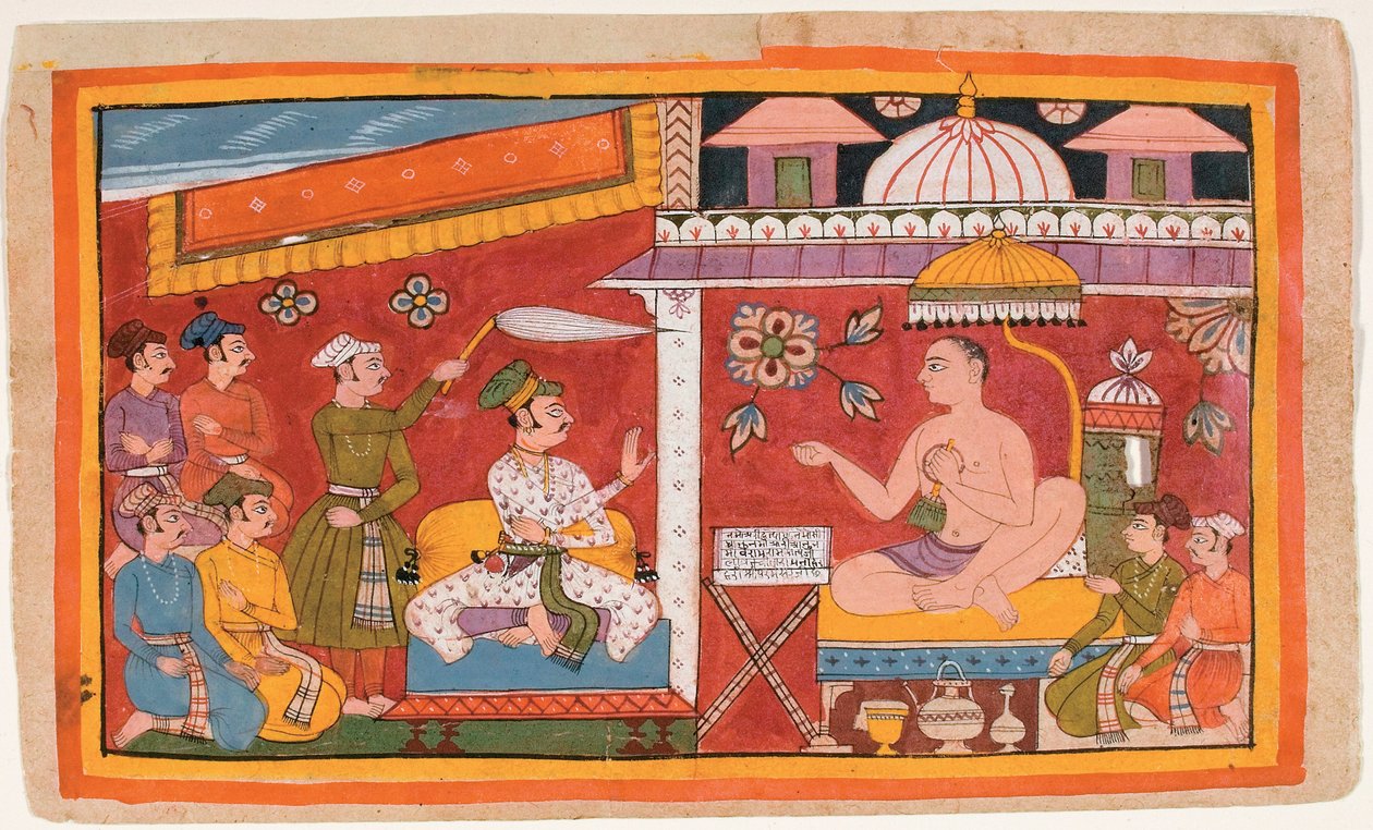 En jain-lærer modtager en prins og hans følge af Indian School