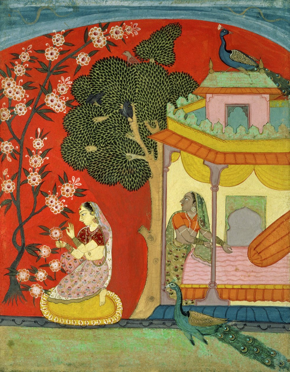 En dame plukker blomster, det sydlige Rajasthan eller Deccan, ca. 1675 af Indian School