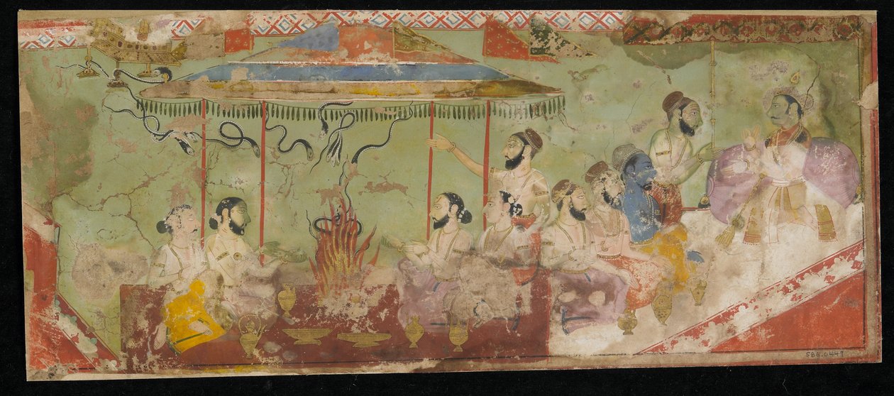 En offerceremoni, Albumfolio med maleri, c.1690 af Indian School
