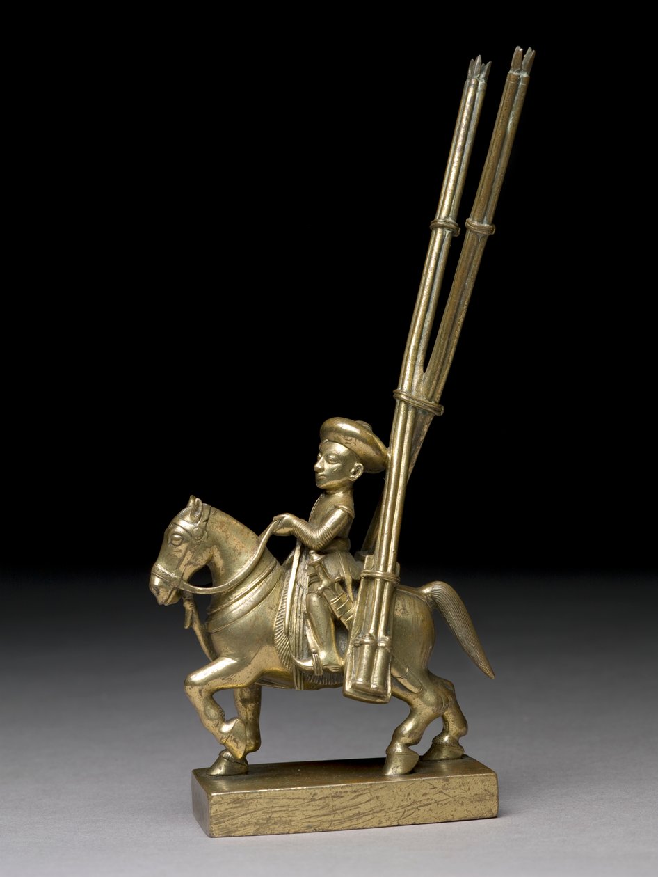 En bereden kriger med raketkastere, indisk, ca. 1795 (messing) af Indian School