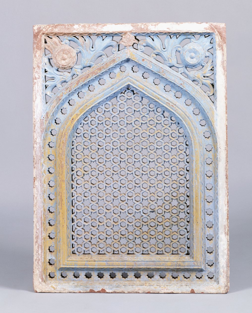 Jali-bue i rød sandsten i ramme, med stjernemotiv, 1700-tallet af Indian School