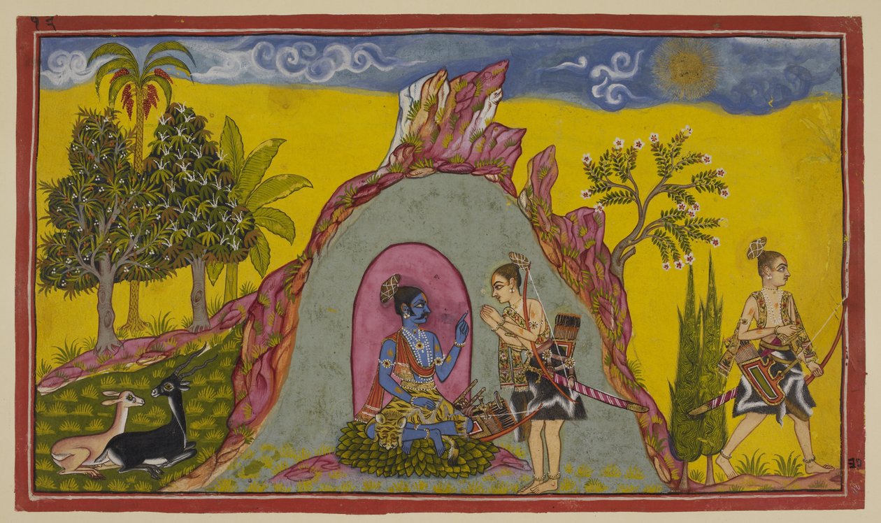 Tilføj 15296 (2) f.30r, På Prasravana-bjerget venter de to prinser til efterårets fremkomst og sæsonen på at gå i krig, mens de i mellemtiden svælger i skønheden i floraen og faunaen på bjerget og vidunderne i regntiden. Men engang enthr af Indian School