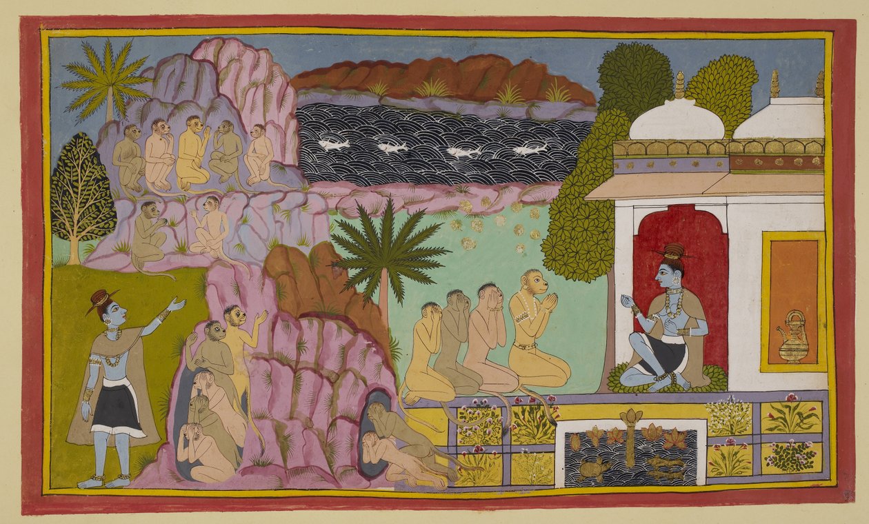 Tilføj 15296 (2) f.65r, Aberne har fortalt Svayaṃprabha af Indian School