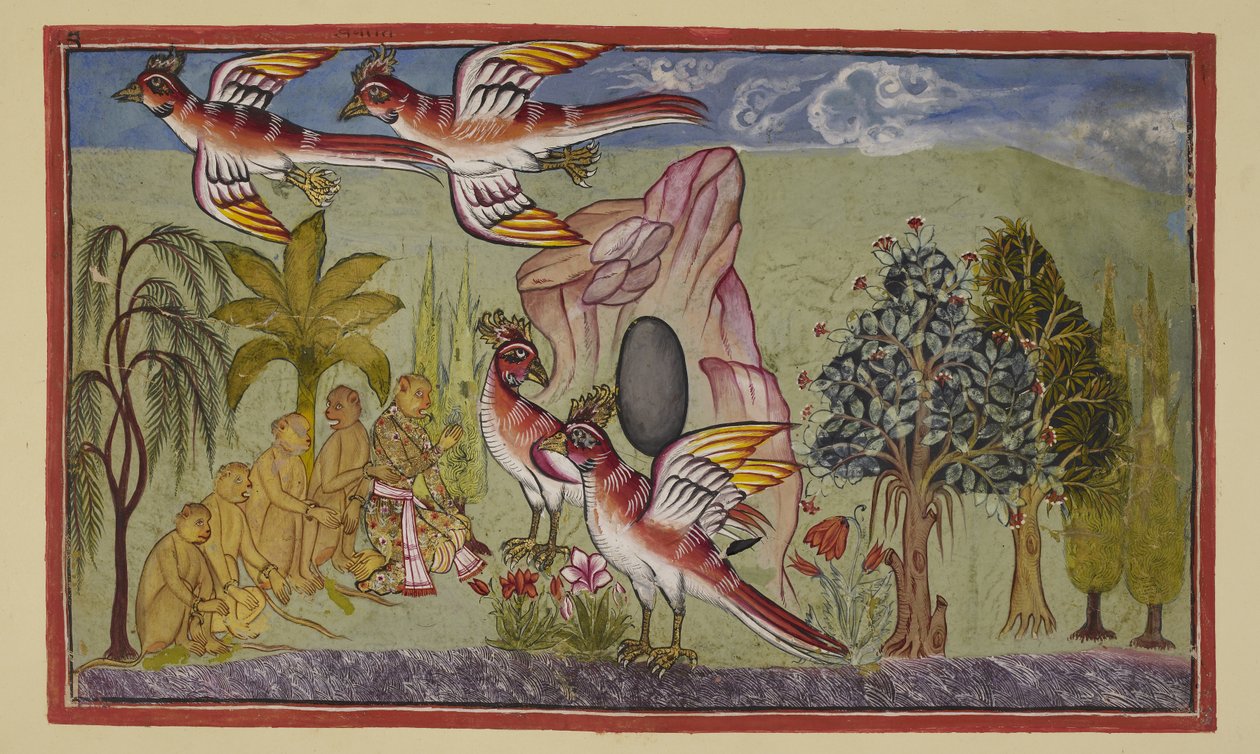 Tilføj 15296 (2) f.74r, Sampatis vinger vokser igen, i overensstemmelse med profetien om, at de ville gøre det, når han havde ydet en tjeneste for verden ved at lære, hvor Sita var blevet taget, og derved gøre det muligt for Rama at genoprette hende. Abern af Indian School