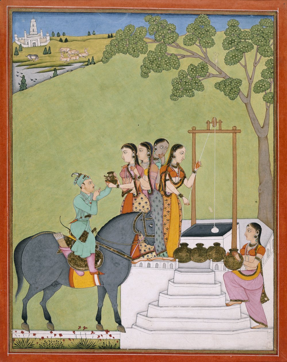 Tilføj Or.3846 En prins ved en brønd, ca. 1780 (akvarel på papir) af Indian School