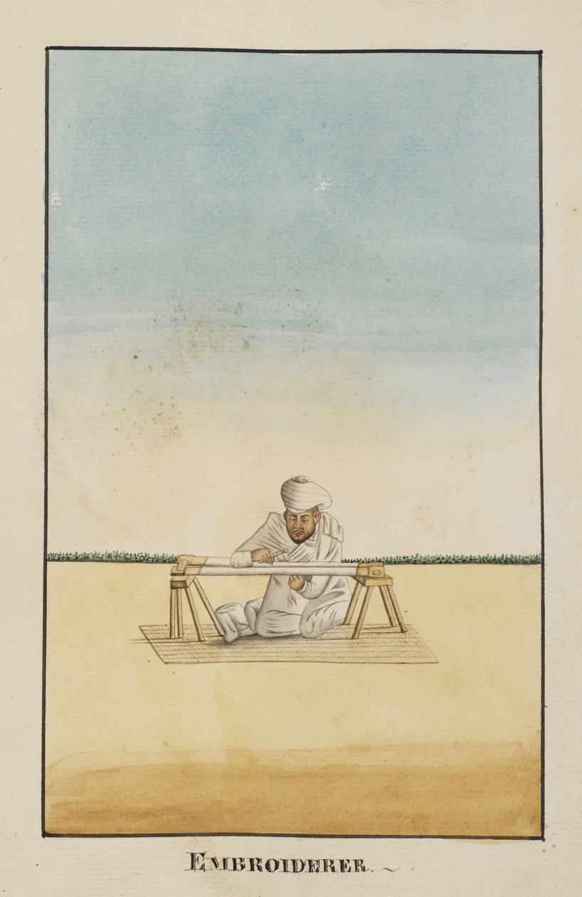 Tilføj Or 2716, Broderer siddende ved hans stel af Indian School