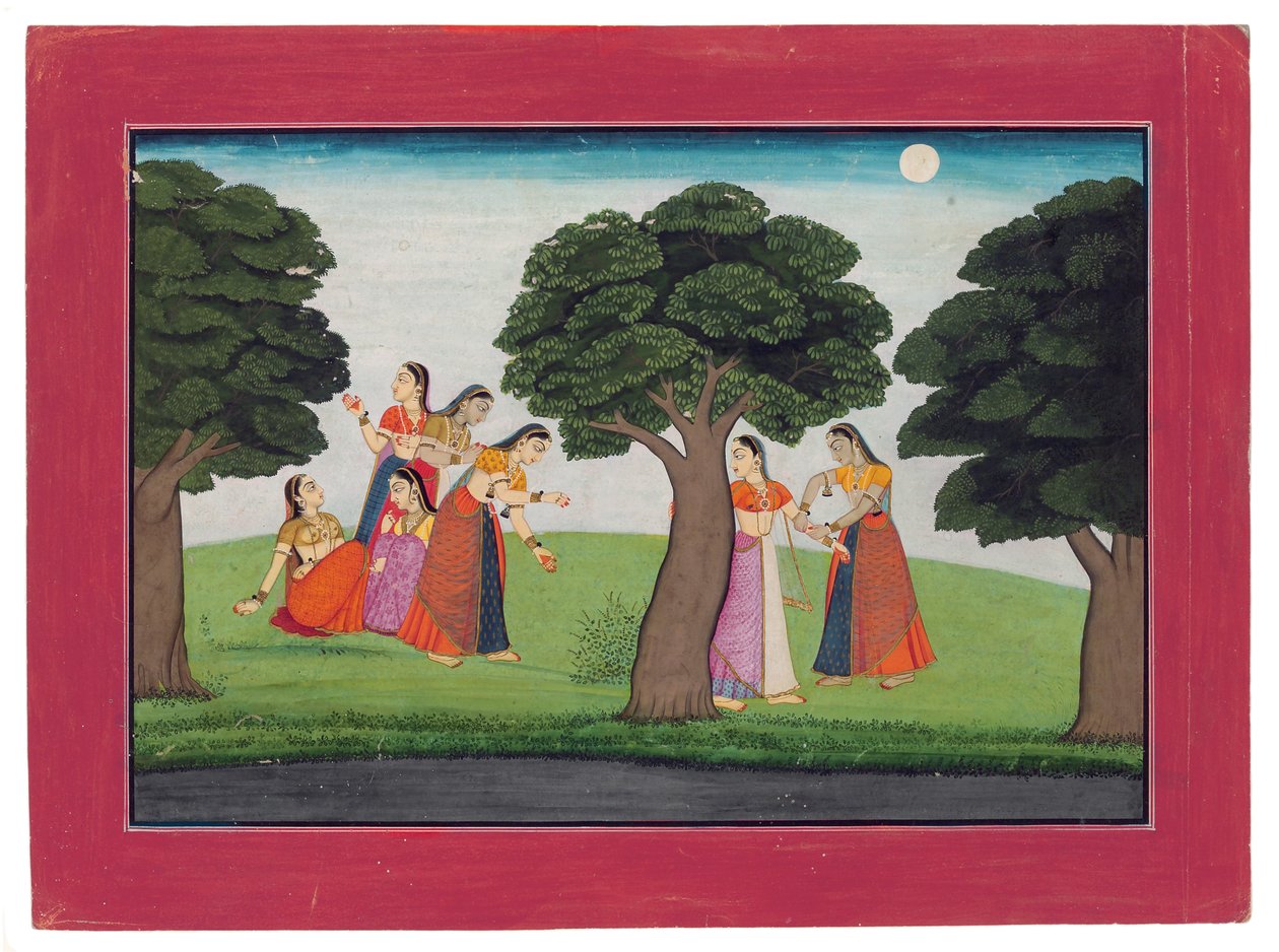 Efter Krishna forsvinder, ca. 1760-65 (ugennemsigtigt wc & guld på papir) af Indian School