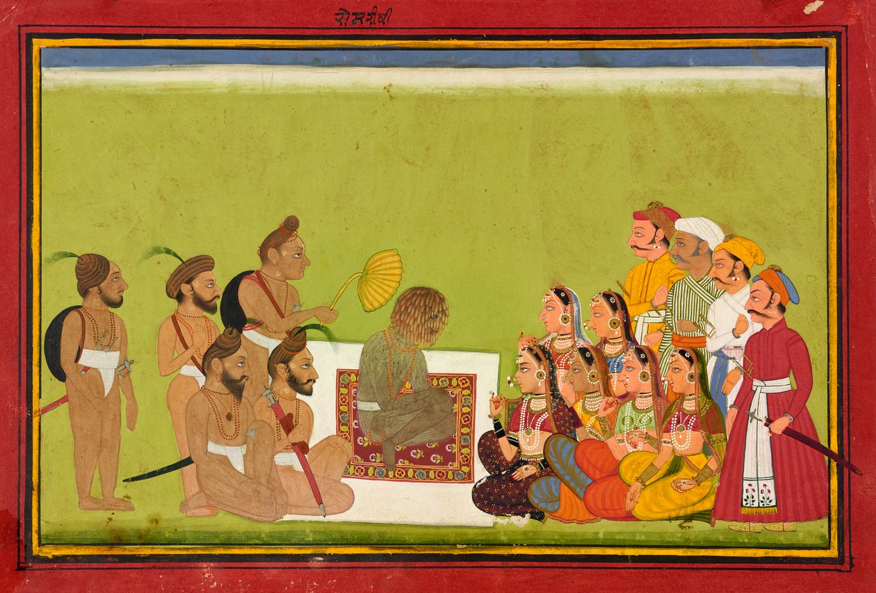 En audiens hos Rom Rishi, ca. 1700-1725 af Indian School