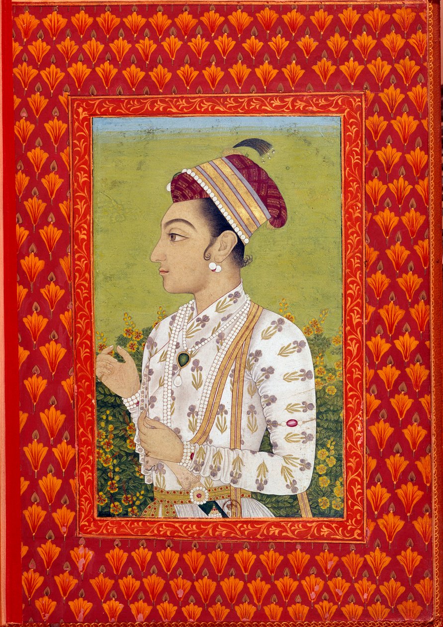 Art India: Prins Shudja anden søn af Shah Jahan (1616-1660) guvernør i Bengals Mughal-æra. 17. århundredes maleri. Paris, NL af Indian School