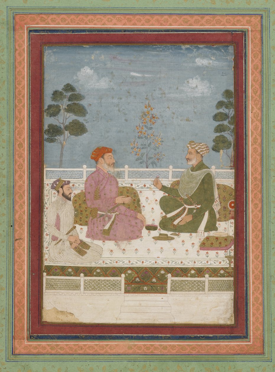 Publikumsscene, løsrevet albumfolio med maleri, ca. 1750 af Indian School